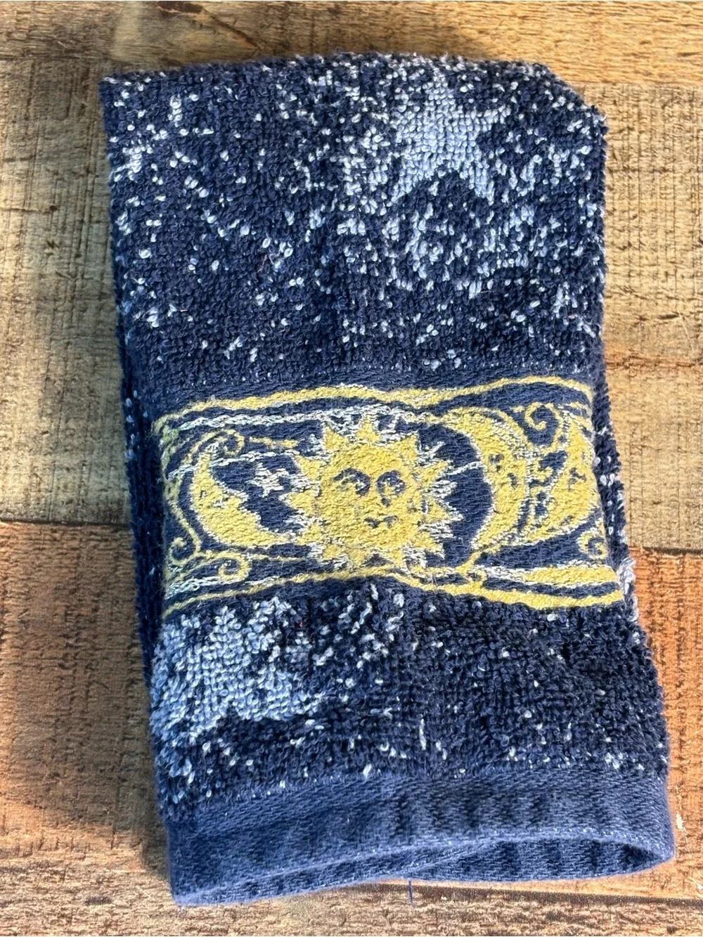 Vintage Celestial Hand Towel Moon Sun Stars 100% Cotton Santens Y2K 90s